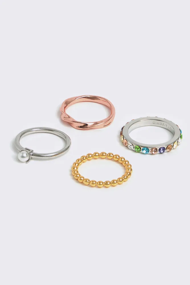 Set anillos cristales y perlas