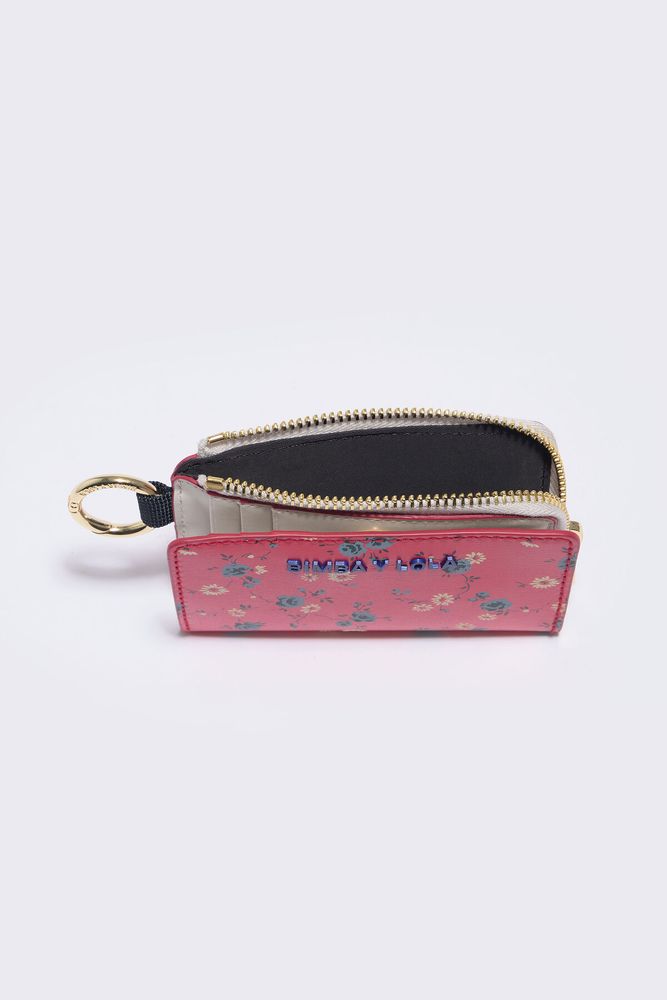 Cartera rectangular piel print Flowers rojo