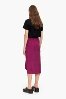 Falda fluida midi vichy fucsia