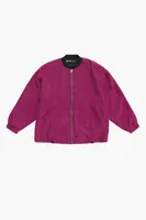 Cazadora bomber cupro vichy fucsia