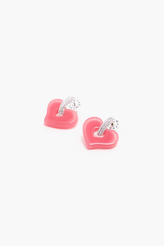 Pendientes corazón cristales rosas