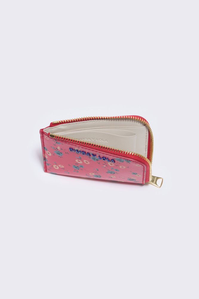 Monedero curvo piel print Flowers rojo