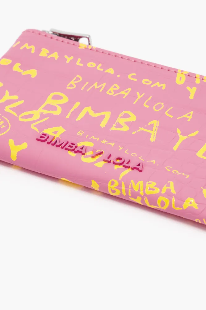 BIMBA Y LOLA Monedero rectangular cocodrilo rosa