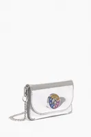 Cartera charol plata