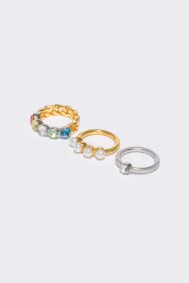 Set anillos cristales y perlas