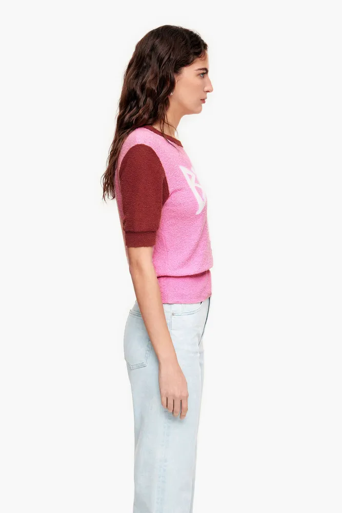 Jersey bicolor algodón rosa