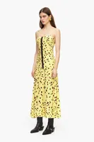 Vestido lencero midi print Small Hearts amarillo