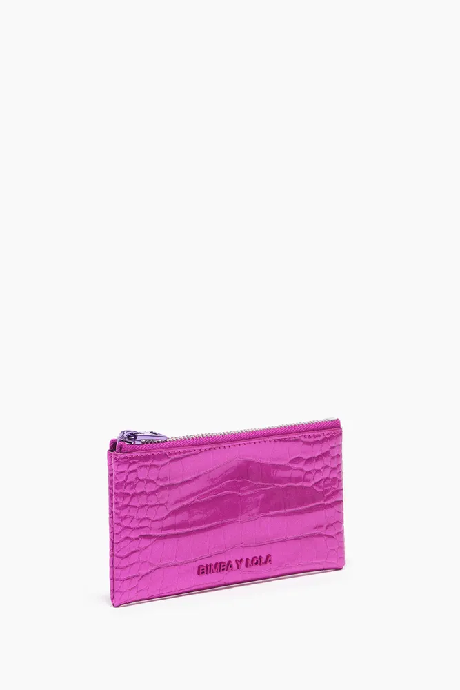 Monedero cocodrilo S fucsia