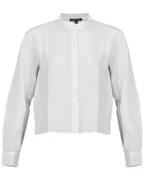 Eileen Fisher Organic Cotton Poplin Band Collar Short Shirt
