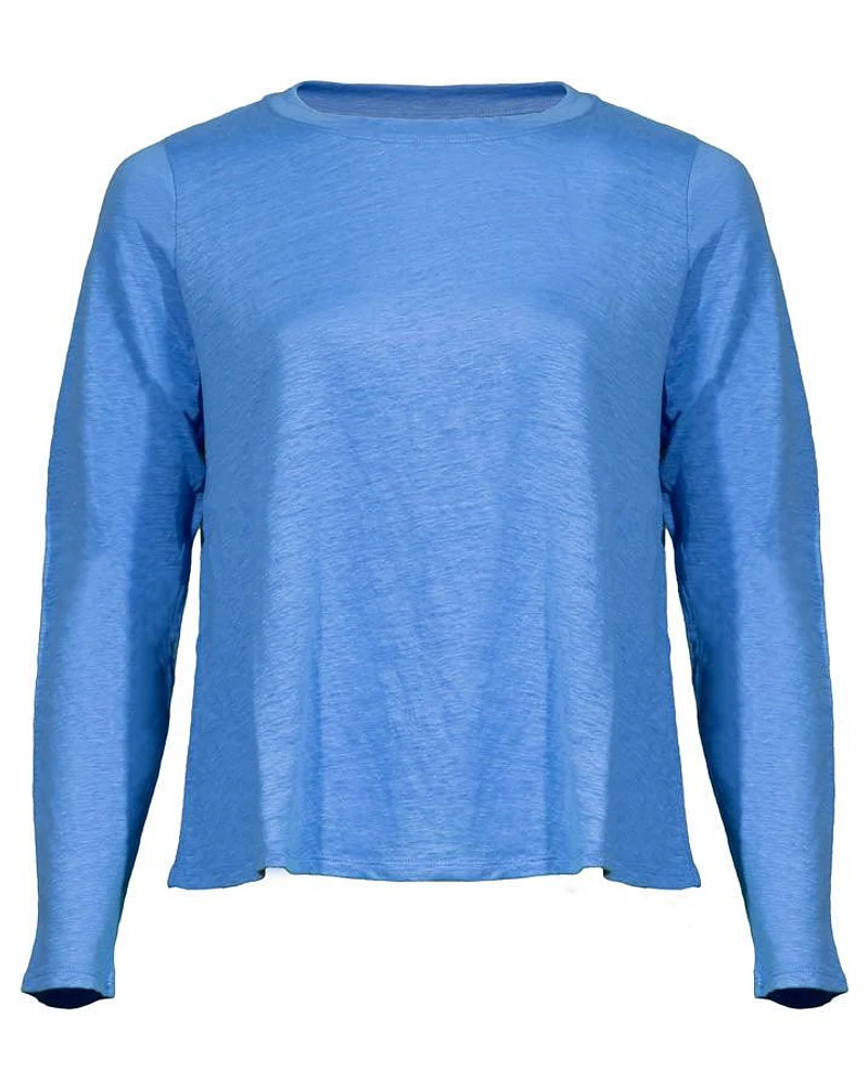 Eileen Fisher Linen Jersey  Crew Neck Long Sleeve Tee