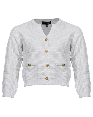Repeat  Cotton Textured V-Neck Cardigan