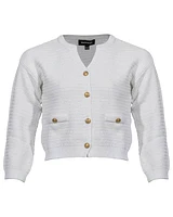 Repeat  Cotton Textured V-Neck Cardigan