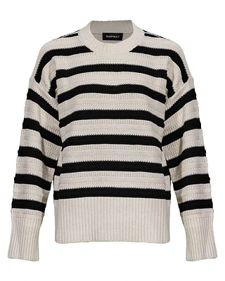 Repeat Ivory Black Stripe Sweater