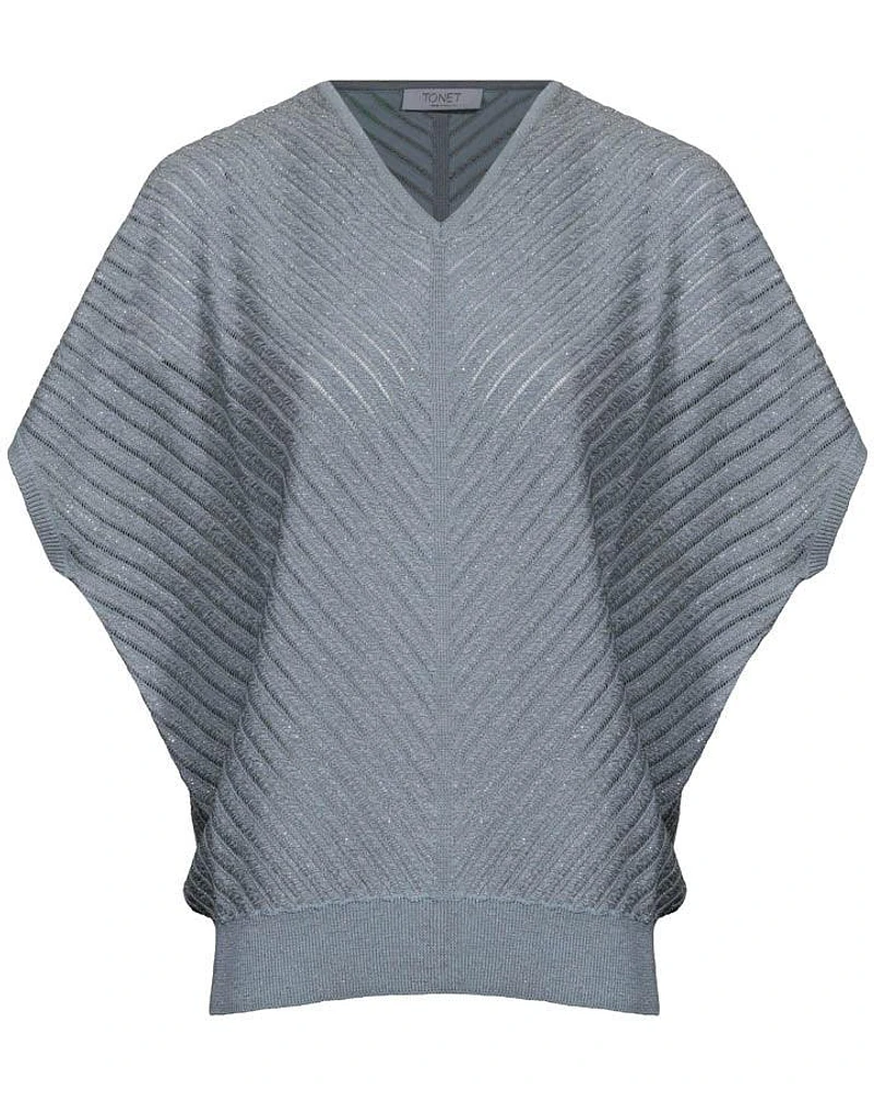 Tonet Shimmer Rib V-Neck Pullover