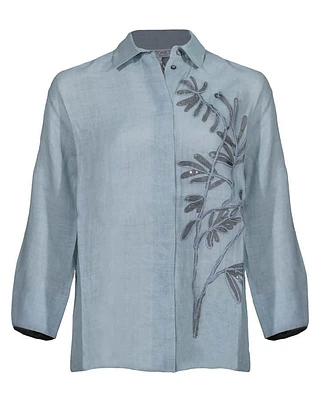 Tonet Floral Embroidery Ramie Shirt