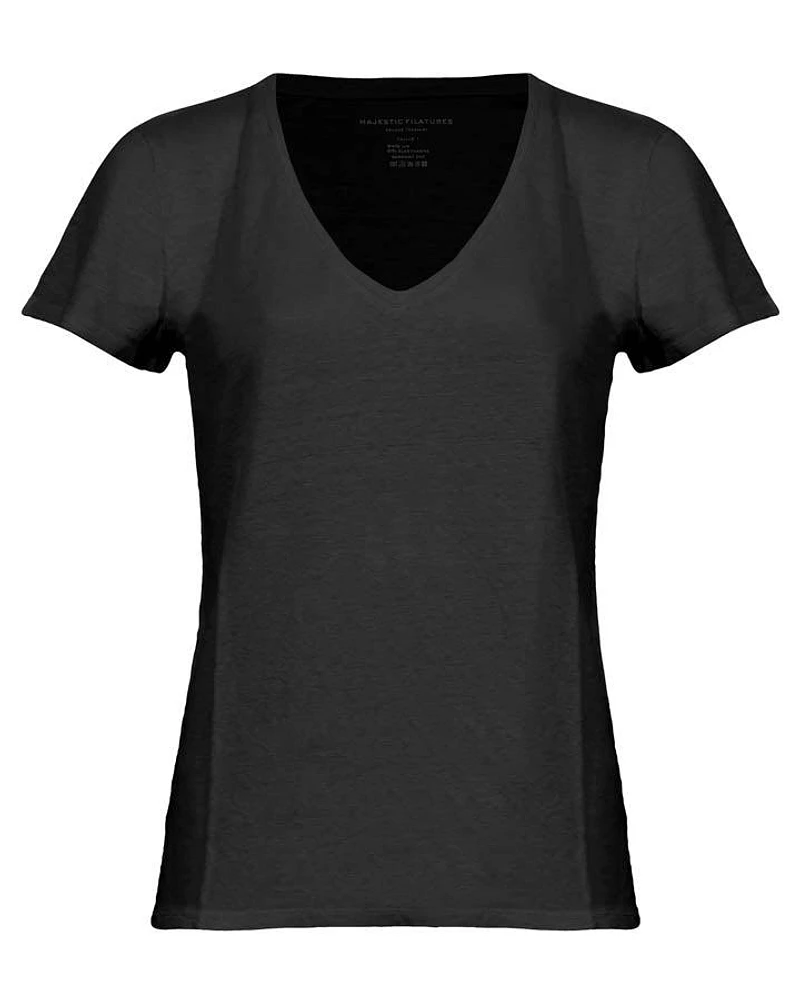 Majestic Filatures Stretch Linen V-Neck T-Shirt