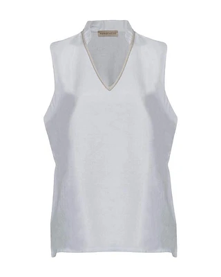 Purotatto Sleeveless Linen Blouse