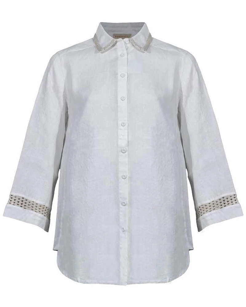 Purotatto Linen Shirt With Knit Details