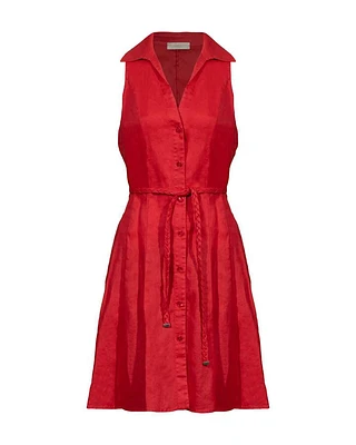 Purotatto Short Linen Sleeveless Shirt Dress