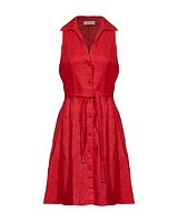 Purotatto Short Linen Sleeveless Shirt Dress
