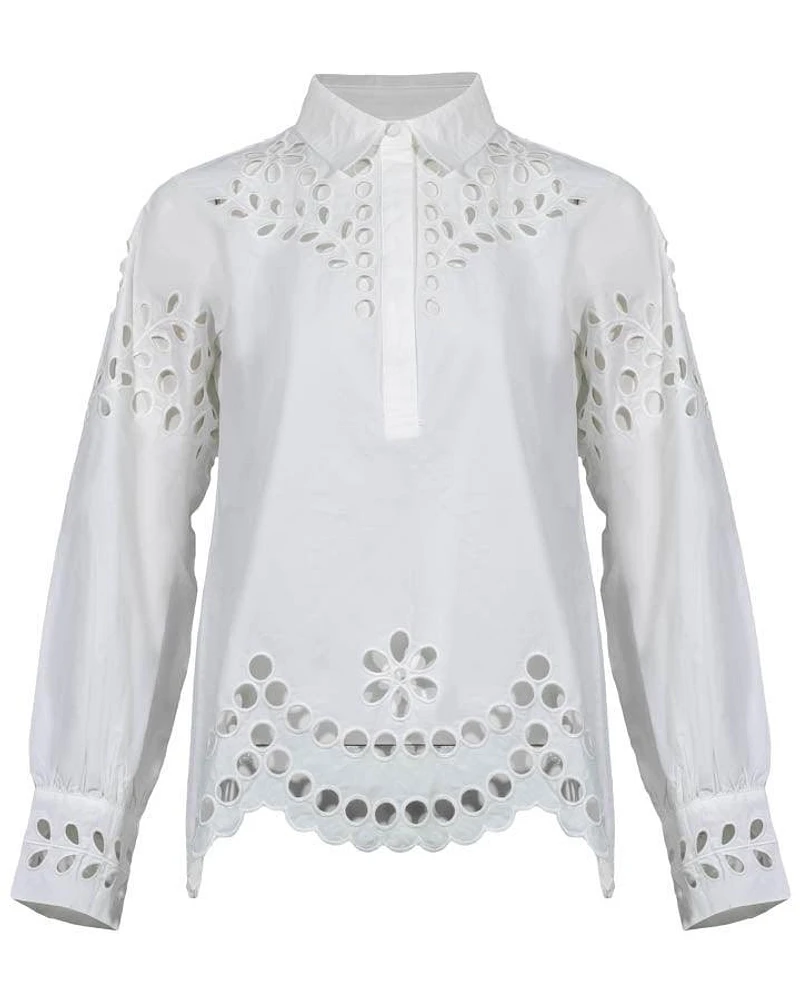 Notshy Cashmere Airam Eyelet Detail Top