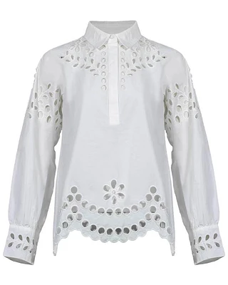 Notshy Cashmere Airam Eyelet Detail Top