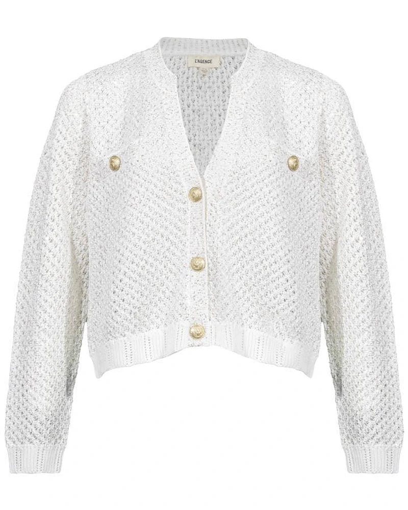 L'Agence Blanca Sequin Crop Cardigan