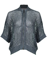 Tonet Open Knit Sequin Zip Cardigan