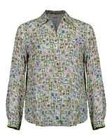 L'Agence Nina Mahjong Print Silk Blouse