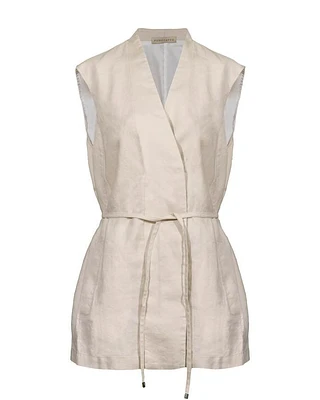 Purotatto Linen Vest With Belt