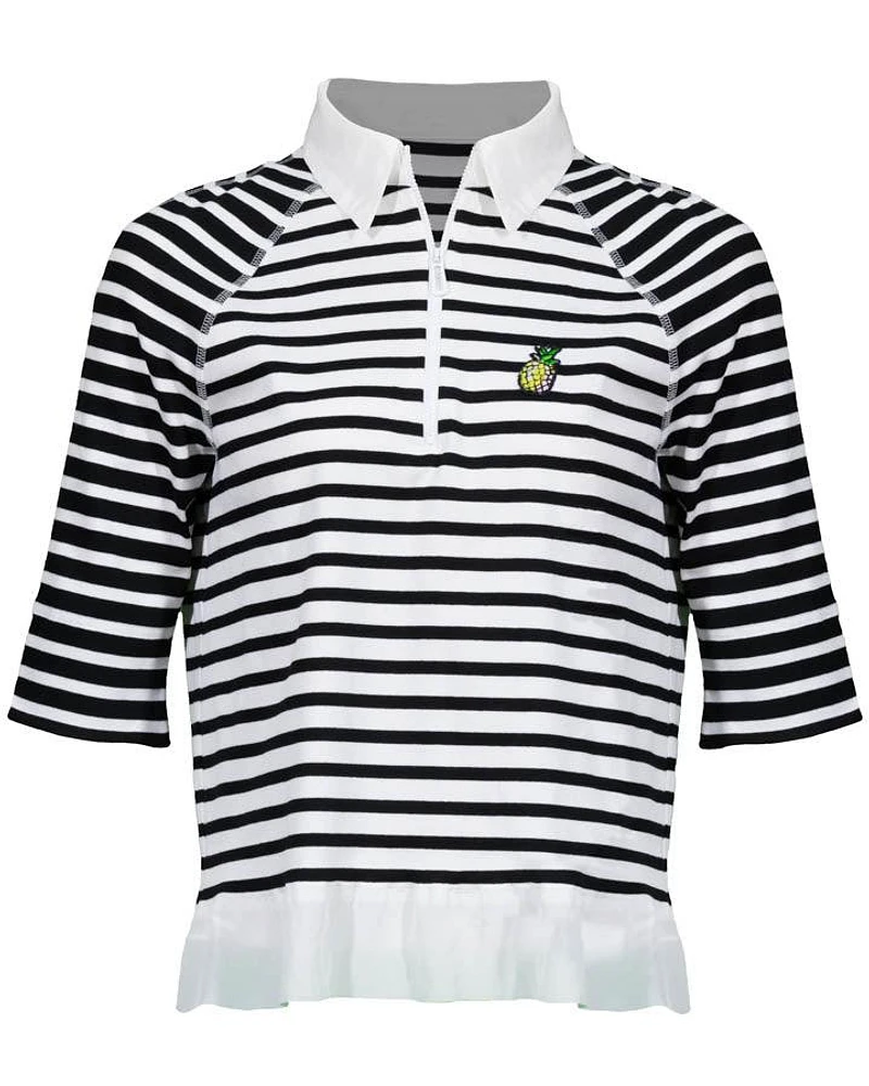 Marc Cain Striped Zip Polo Shirt