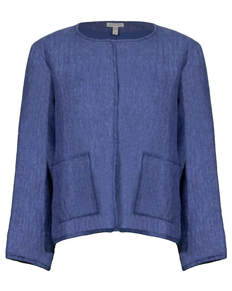 Eileen Fiscer Linen Delave Round Neck Jacket