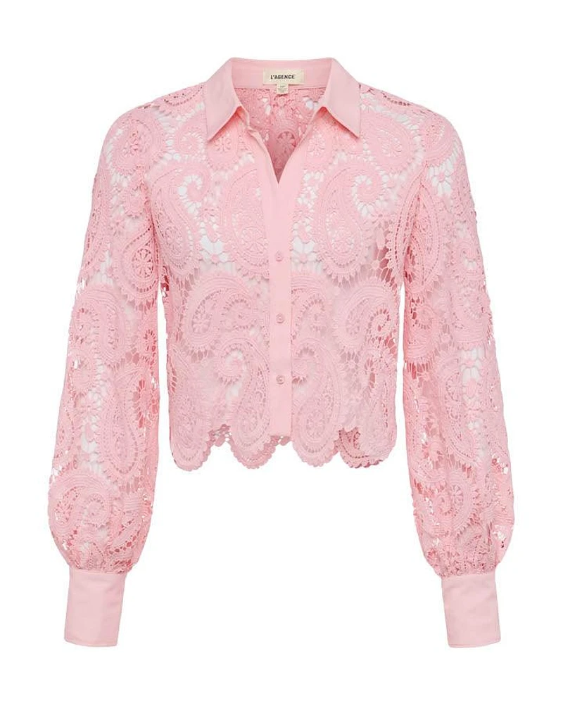 L'Agence Odelia Lace Crop Blouse