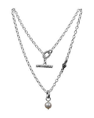 Bloodline Design Pearl Rose Bead Pendant Necklace