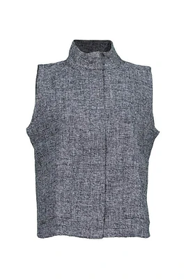 Eileen Fisher Stand Collar Tweed Vest