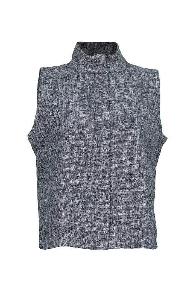 Eileen Fisher Stand Collar Tweed Vest