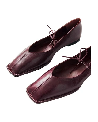 Alohas Sway Burgundy Leather Ballet Flats