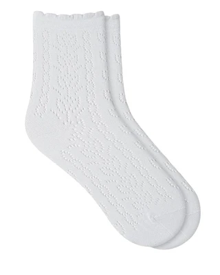 Bleu Foret Open Work Wheat Pattern Short Socks