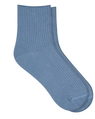 Bleu Foret Cotton Ribbed Ankle Sock