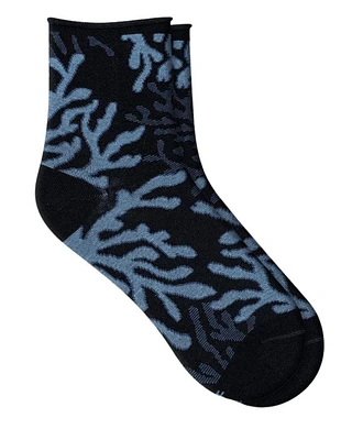 Bleu Foret Coral Pattern Socks