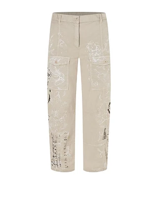 Cambio Orange Barrel Leg Printed Pant