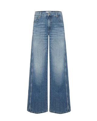 Cambio Palazzo Patch Wide Leg Denim Jeans