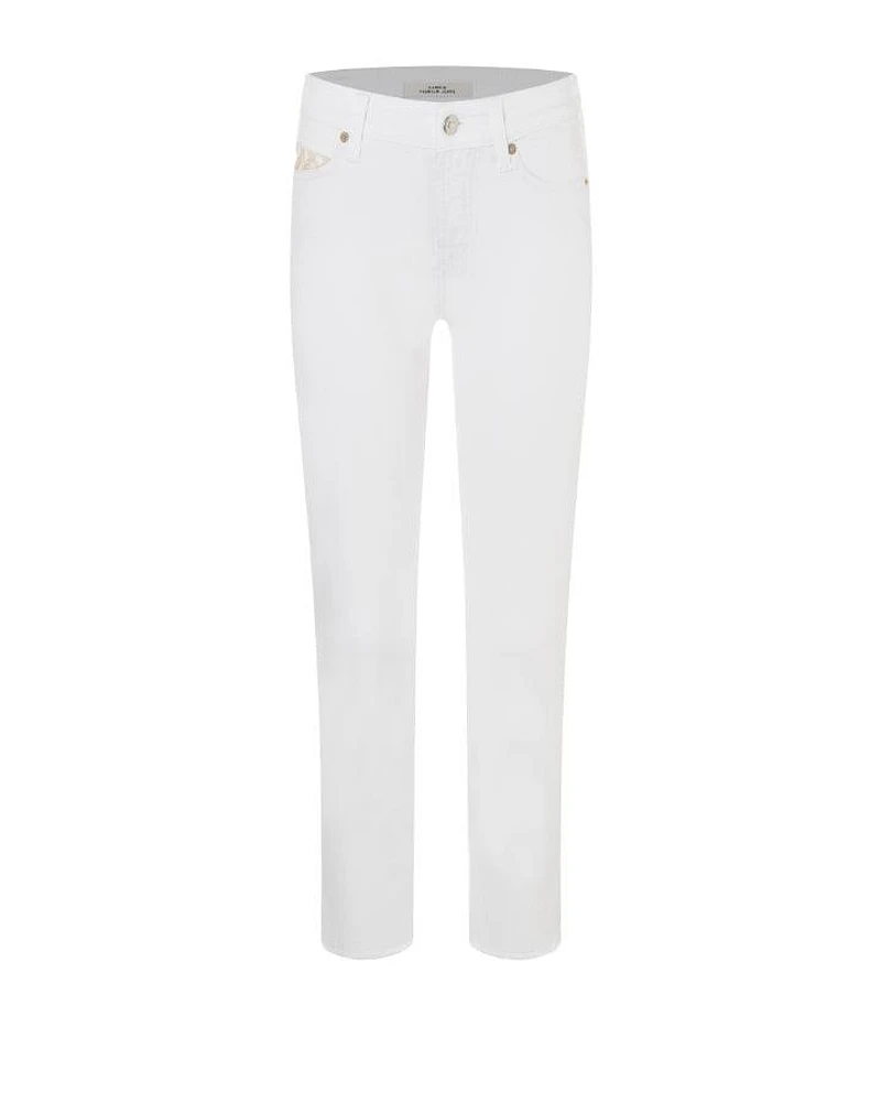 Cambio Piper Slim Leg Fringed Ankle Jeans