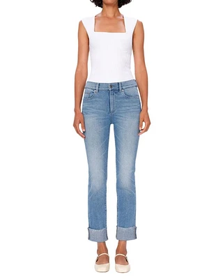 DL1961 Mara Mid Rise Straight Cuffed Hem Ankle Jean