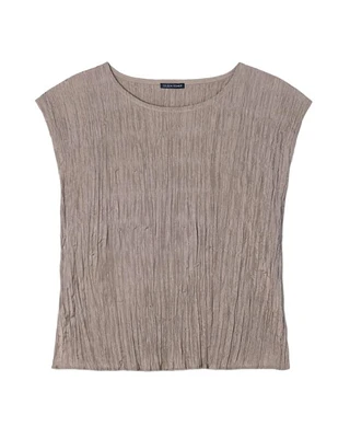 Eileen Fisher Crushed Silk Ballet Nect Top