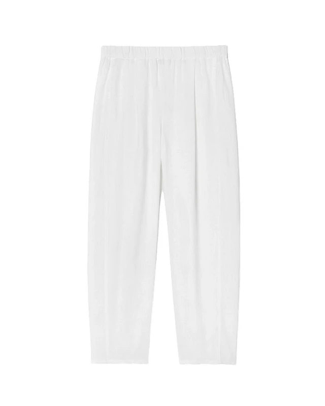 Eileen Fisher White Organic Linen Lantern Pant