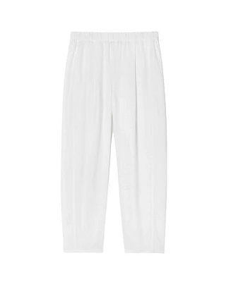 Eileen Fisher White Organic Linen Lantern Pant