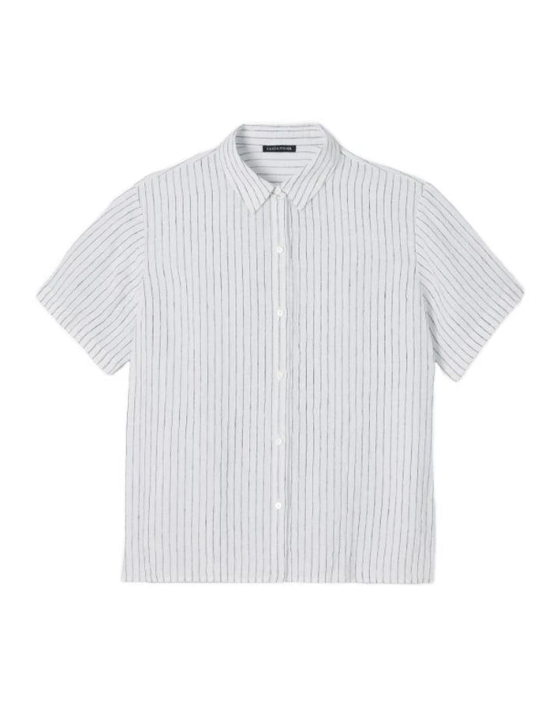 Eileen Fisher Puckered Organic Linen Short Sleeve Shirt