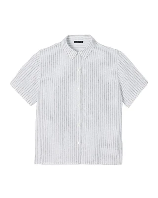 Eileen Fisher Puckered Organic Linen Short Sleeve Shirt