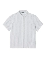 Eileen Fisher Puckered Organic Linen Short Sleeve Shirt